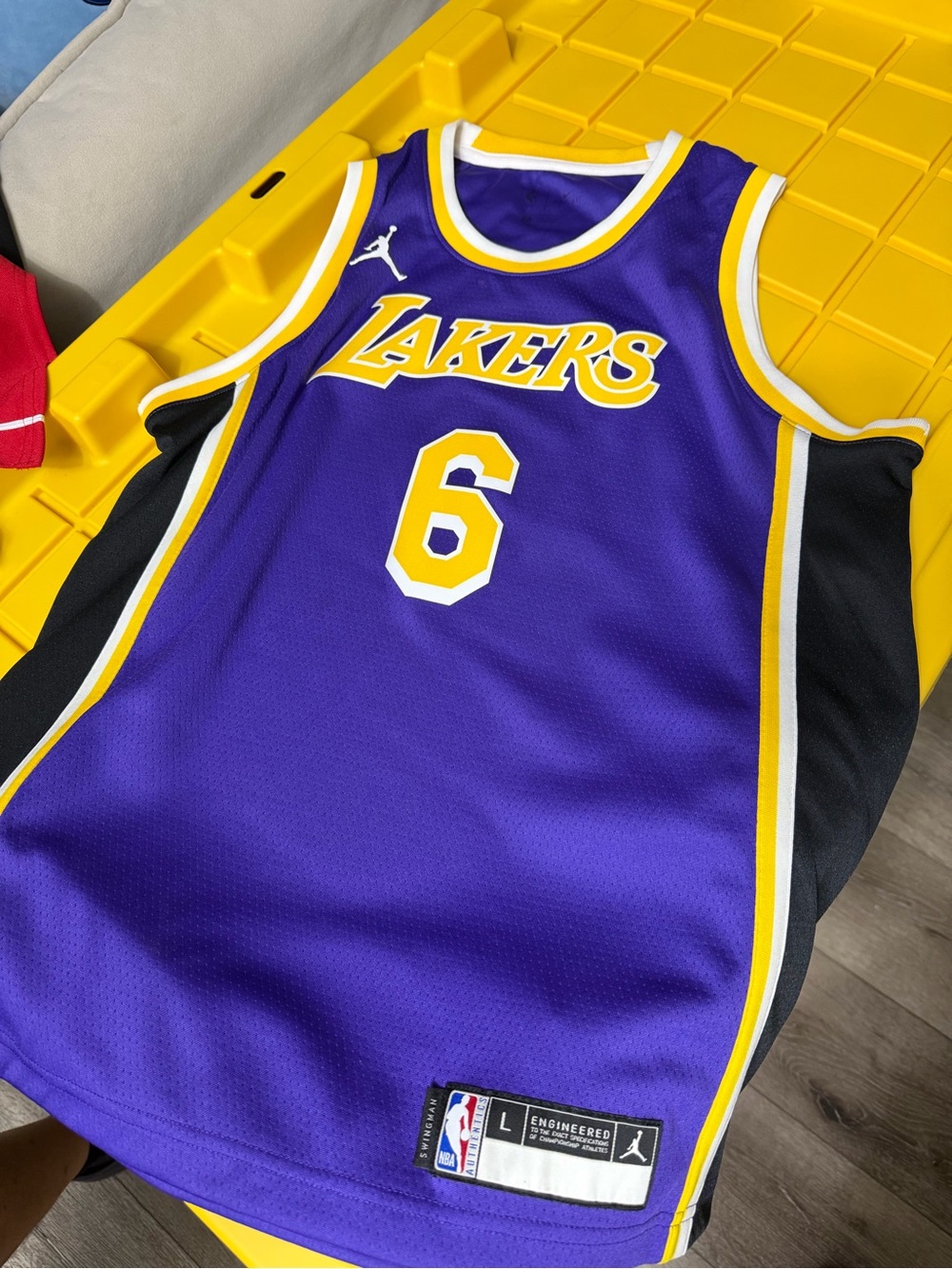 Jordan Purple Lakers #6 Youth Basketball Jersey with Yellow & White Trim
